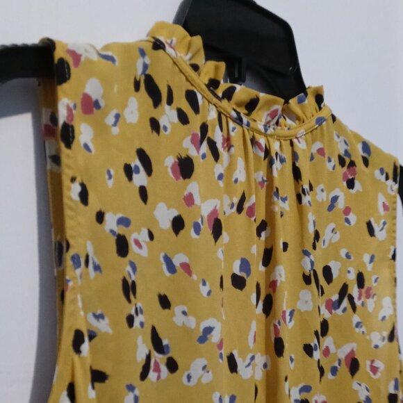 MERI SKYE Women's Yellow Printed Ruffle V-Neck Tank Top Size 1X - Picture 7 of 9